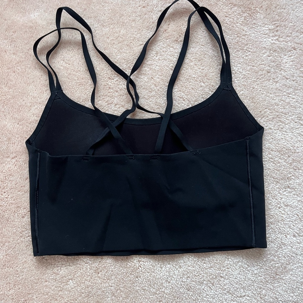 Black Cross-Back Sports Bra with Cutout Detail